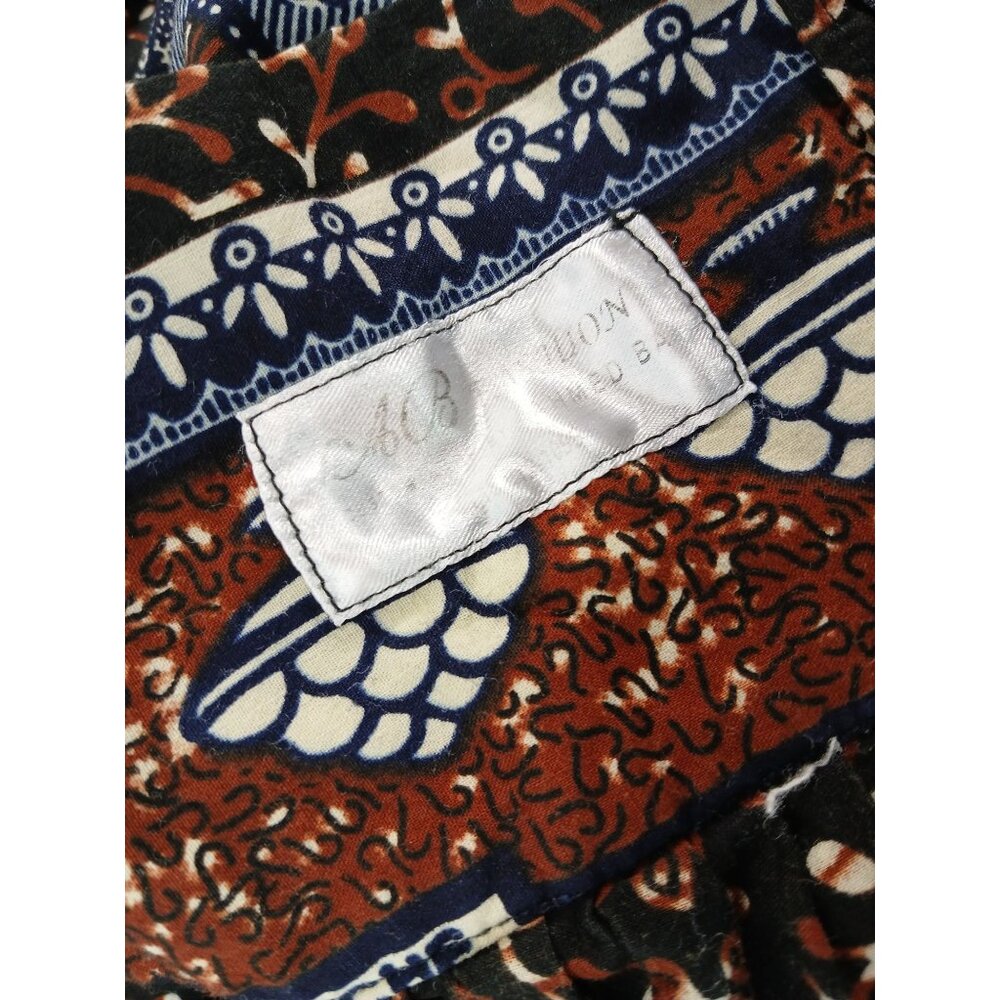 AB Fashions Womens Long Skirt Ankara Size XL Cotton Brown Blue High Waist 38" - Picture 8 of 9